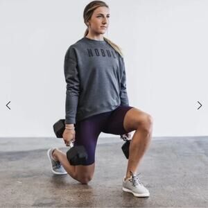 NoBull Women's Long Sleeve Crewneck Sweatshirt Dark Gray Heather Size XS